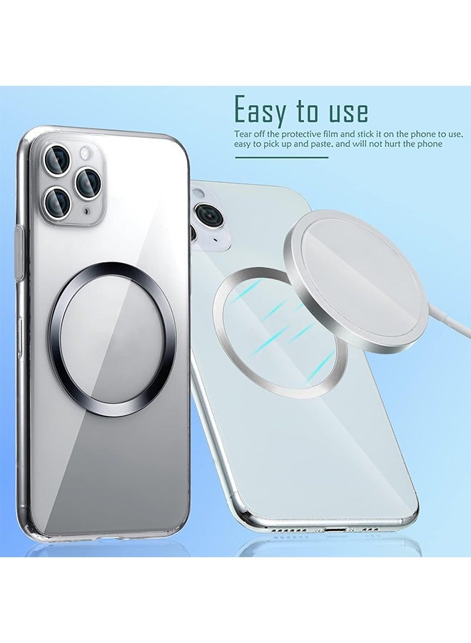 HY 12 Pieces Magnetic Wireless Car Charger Metal Rings with Sticker Universal Metal Rings Compatible with MagSafe Wireless Charger, Black and Silver - Image 4