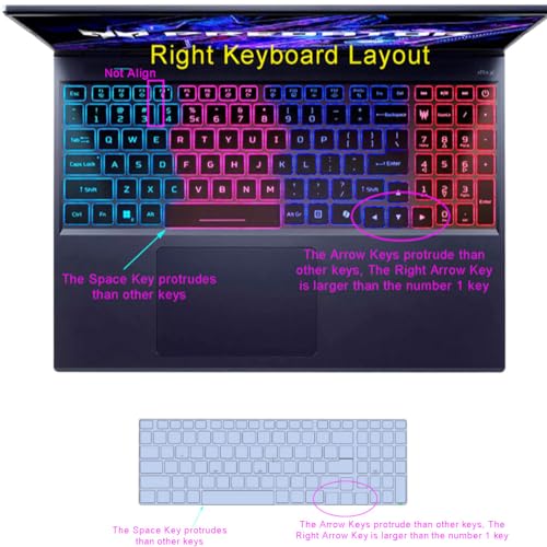 Saco Silicone Skin Keyboard Protector Cover Compatible for 2024 Acer Predator Helios Neo 16 PHN16-72 AI Gaming Laptop & 2024 Acer Predator Helios 16 PH16-72 AI Gaming Laptop - Transparent - Image 4