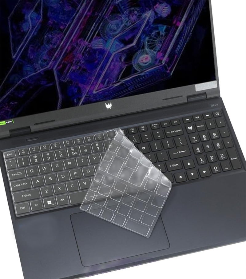 Saco Silicone Skin Keyboard Protector Cover Compatible for 2024 Acer Predator Helios Neo 16 PHN16-72 AI Gaming Laptop & 2024 Acer Predator Helios 16 PH16-72 AI Gaming Laptop - Transparent - Image 5