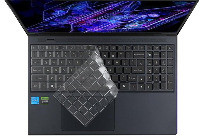Saco Silicone Skin Keyboard Protector Cover Compatible for 2024 Acer Predator Helios Neo 16 PHN16-72 AI Gaming Laptop & 2024 Acer Predator Helios 16 PH16-72 AI Gaming Laptop - Transparent - Image 1