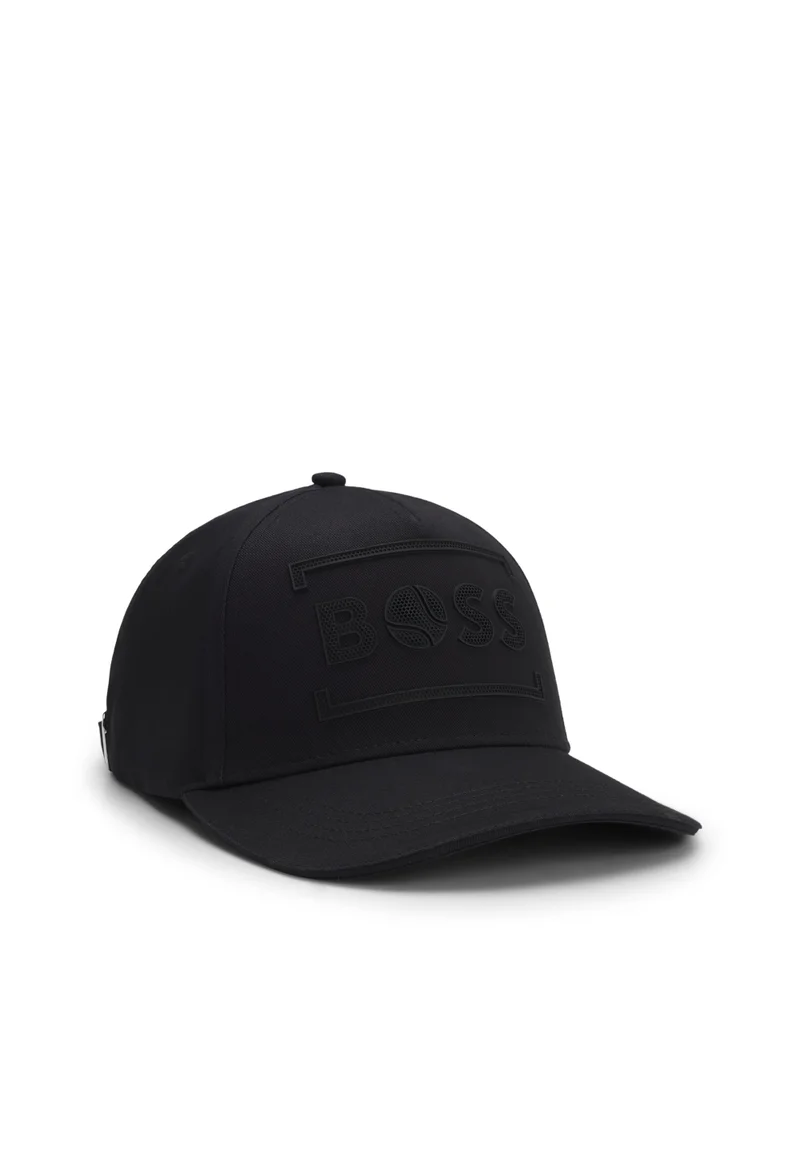 BOSS Cotton-twill cap with tennis-inspired logo artwork