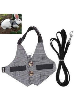 TOPINCN Rabbit Harness Leash Cute Bunny Vest Harness and Leash Set with Button Decor Pets Adjustable Formal Suit Plaid Stripe Harness Grey(S)  - Image 1