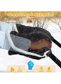 Orzbow Winter Stroller Gloves, Waterproof Stroller Mittens For Cold Weather With Berber Fleece, Universal Anti-Freeze Hand Muffs Easily Attaches To Stroller, Parents And Caregivers, Cozy & Warm, Black  - Image 4