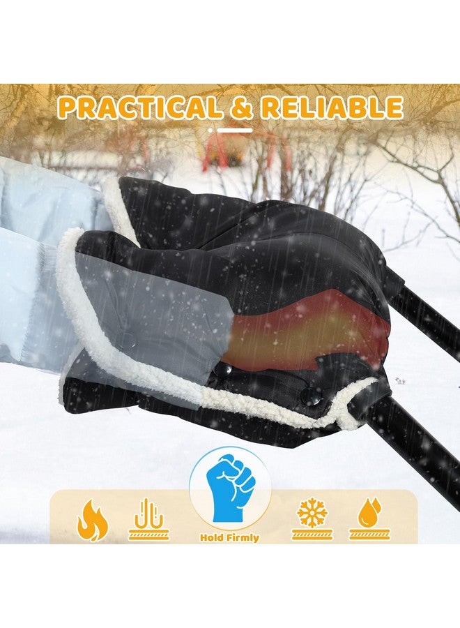 Orzbow Winter Stroller Gloves, Waterproof Stroller Mittens For Cold Weather With Berber Fleece, Universal Anti-Freeze Hand Muffs Easily Attaches To Stroller, Parents And Caregivers, Cozy & Warm, Black - Image 4