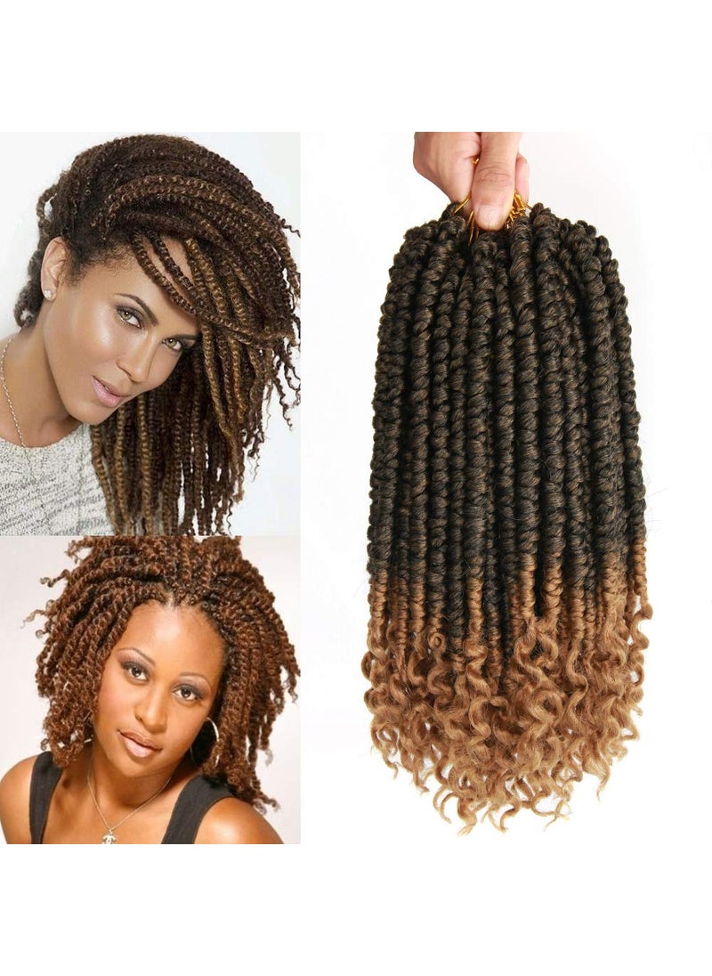 ROSESSEA - 8 pcsPack Ombre Crochet Curly Wave Senegalese Twist Hair Extension For Women 12 RootsPcs Synthetic Fluffy 12 Inch Spring Twist Crochet Braiding Hair 12 Inch Pack of 81B27 - Image 1