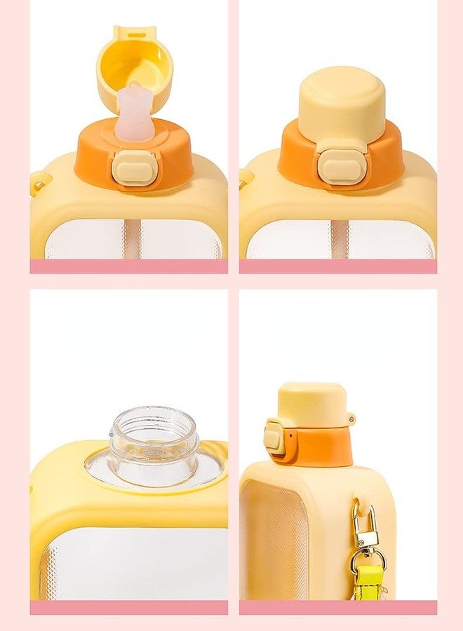 NUFR 24 Oz Square Transparent Water Bottle, Cute Portable Travel Canteen with Adjustable Strap 700ml (Pink) - Image 5
