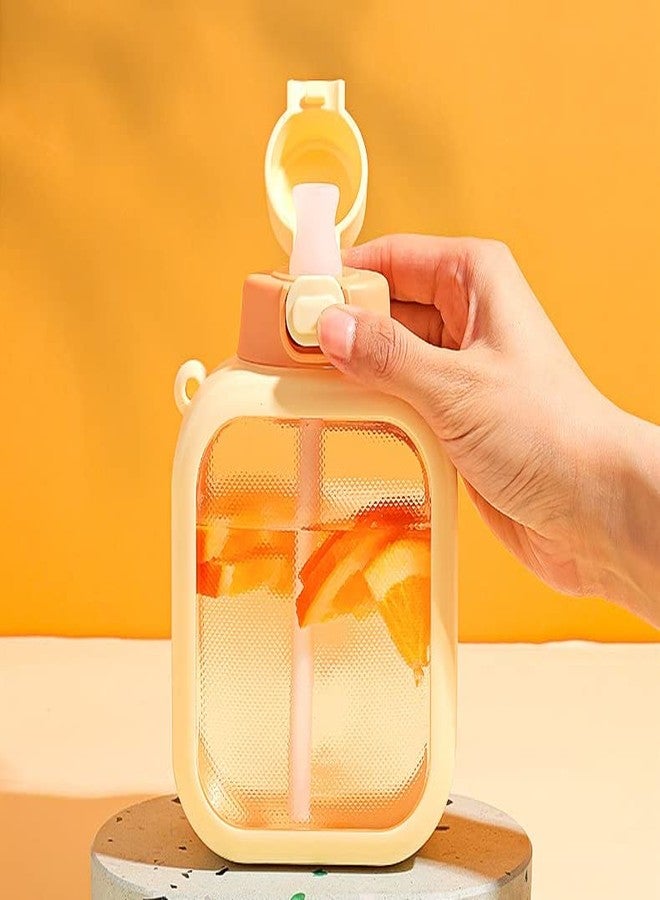 NUFR 24 Oz Square Transparent Water Bottle, Cute Portable Travel Canteen with Adjustable Strap 700ml (Pink) - Image 4