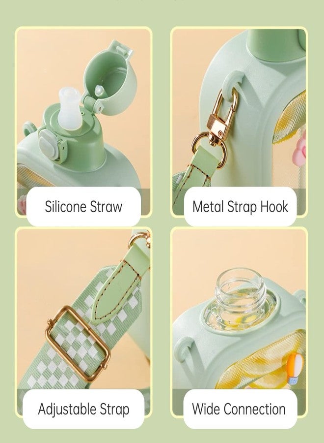 NUFR 24 Oz Square Transparent Water Bottle, Cute Portable Travel Canteen with Adjustable Strap 700ml (Pink) - Image 3