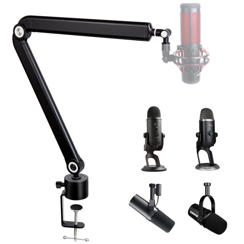 SUNMON Mic Stand Boom Arm - Microphone Arm Compatible with HyperX QuadCast, 360Â° Rotation Microphone Stand, Weighted Metal Mic Boom Arm for HyperX QuadCast,Blue Yeti,Shure MV7,Rode and Most Gaming - Image 1