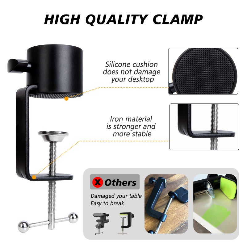 SUNMON Mic Stand Boom Arm - Microphone Arm Compatible with HyperX QuadCast, 360Â° Rotation Microphone Stand, Weighted Metal Mic Boom Arm for HyperX QuadCast,Blue Yeti,Shure MV7,Rode and Most Gaming - Image 5
