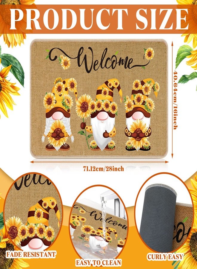 Zhanmai Welcome Mats Door Mat Indoor Entrance Cute Decorative Outdoor Doormats Non Slip Outside Door Mats for Front Spring Rugs, 16" x 28"(Sunflower) - Image 2