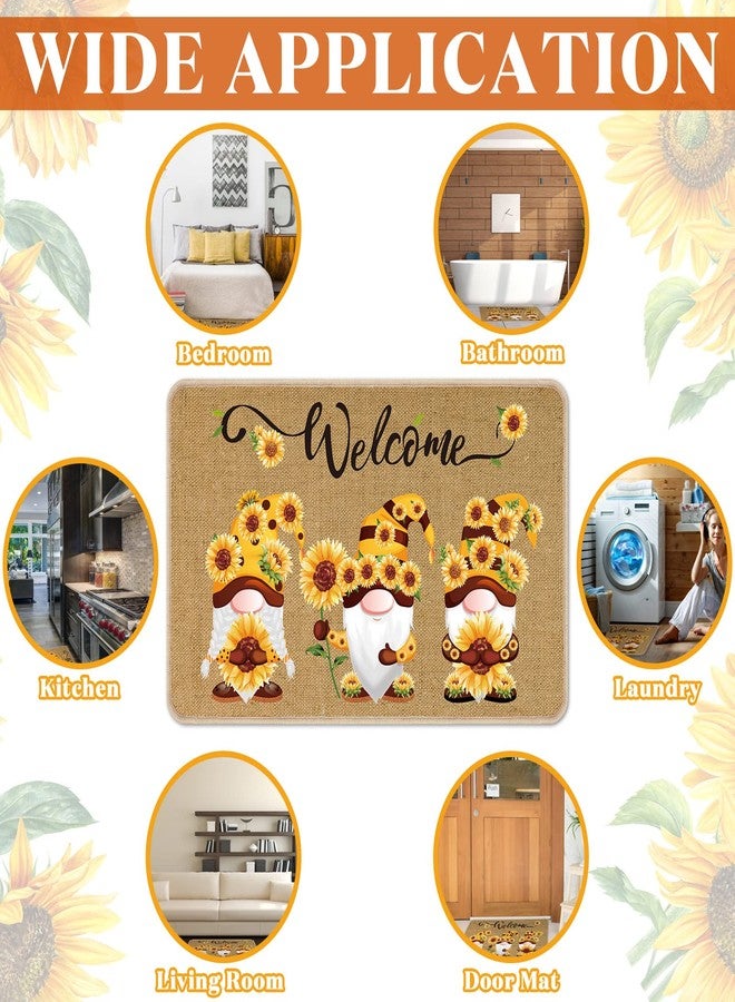 Zhanmai Welcome Mats Door Mat Indoor Entrance Cute Decorative Outdoor Doormats Non Slip Outside Door Mats for Front Spring Rugs, 16" x 28"(Sunflower) - Image 4