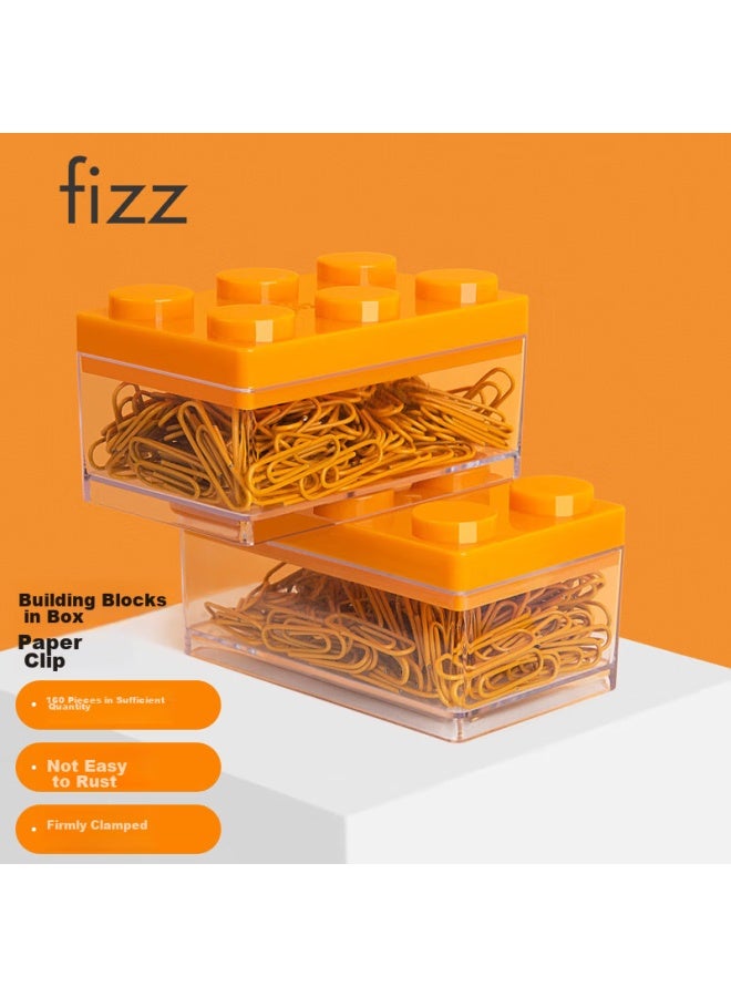 Fizz Fiz 29mm 160-piece Metal Paper Clips, Boxed, Rust-resistant, Colorful, For Invoices, Doents, Office Supplies, Orange, Fz21907 - Image 1