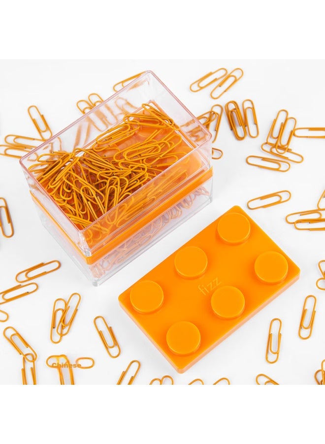Fizz Fiz 29mm 160-piece Metal Paper Clips, Boxed, Rust-resistant, Colorful, For Invoices, Doents, Office Supplies, Orange, Fz21907 - Image 2