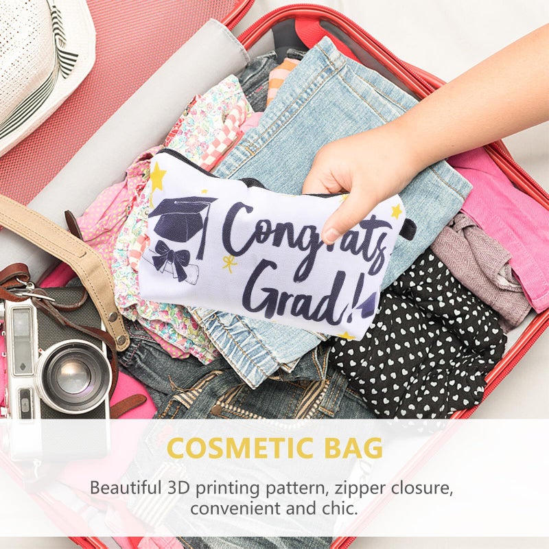Lightweight 3D Printing Makeup Bag Waterproof Zipper Pouch For Travel Toiletries Organizing Black - Image 5