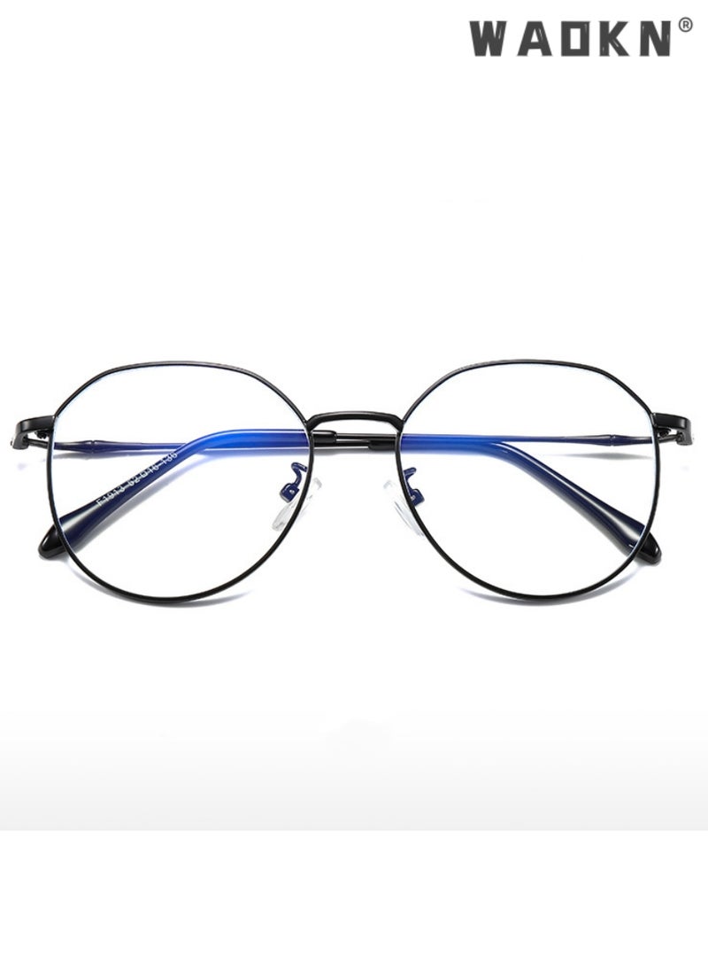 WAOKN - Anti Blue Light Glasses Women Men - Retro Round Computer Glasses Blue Light Filter Digital Devices with Metal Frame 100% UV Protection, Anti Eye Eyestrain UV 400 Protection Reading Gaming Glasses - Image 1