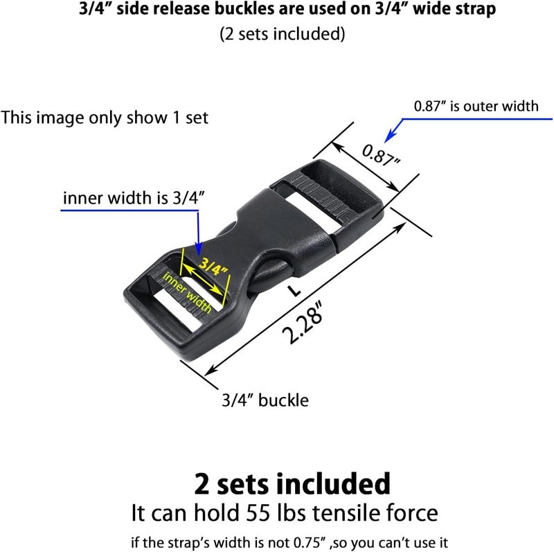 Baitoo Quick Side Release Buckle, Heavy Duty Plastic Snap Buckle Clip Clasp Fasteners for Backpack Strap - Image 3