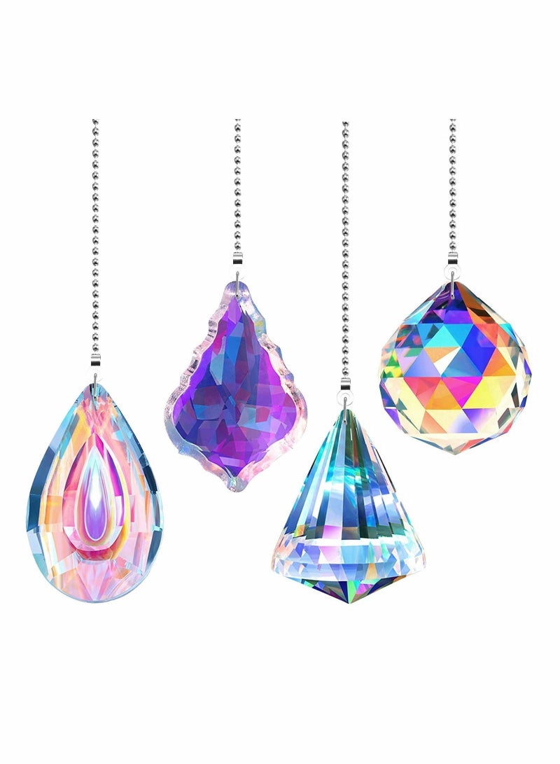 Loquat Ceiling Fan Pull Chain Decorative 4PC Crystal Extension Ornaments with 20in Connector for Pendant Suncatcher, Table Lamp, Home Decoration DIY - Image 1