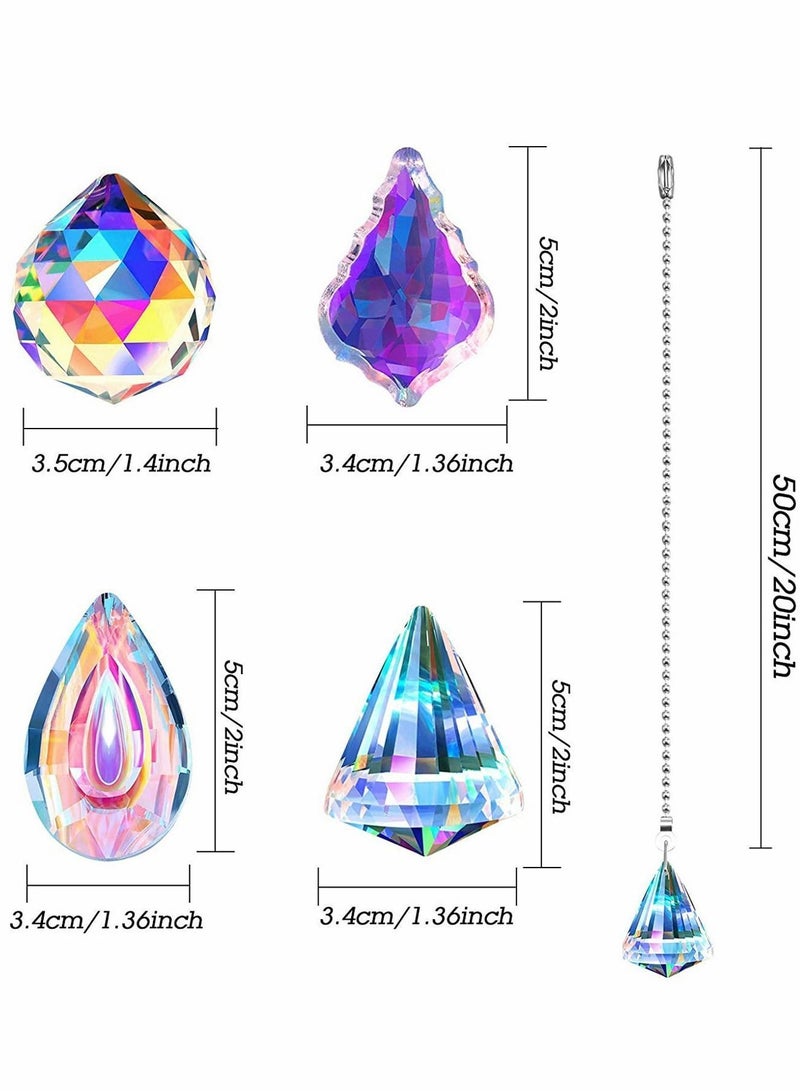 Loquat Ceiling Fan Pull Chain Decorative 4PC Crystal Extension Ornaments with 20in Connector for Pendant Suncatcher, Table Lamp, Home Decoration DIY - Image 4