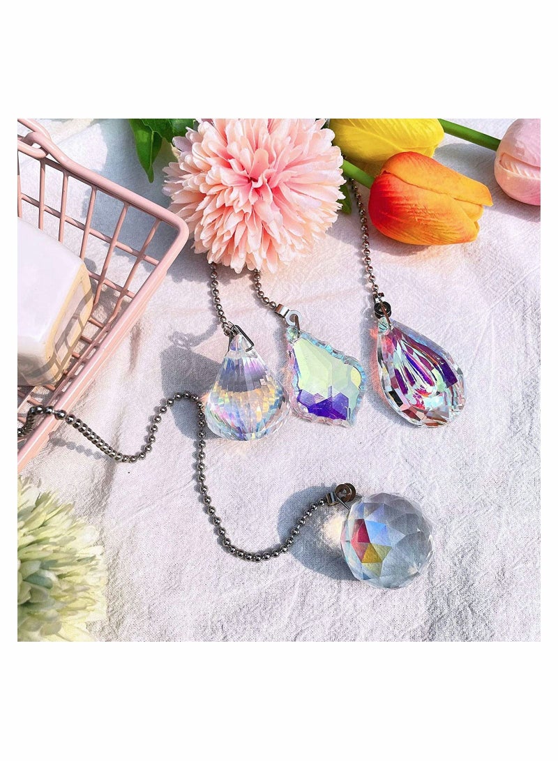 Loquat Ceiling Fan Pull Chain Decorative 4PC Crystal Extension Ornaments with 20in Connector for Pendant Suncatcher, Table Lamp, Home Decoration DIY - Image 2