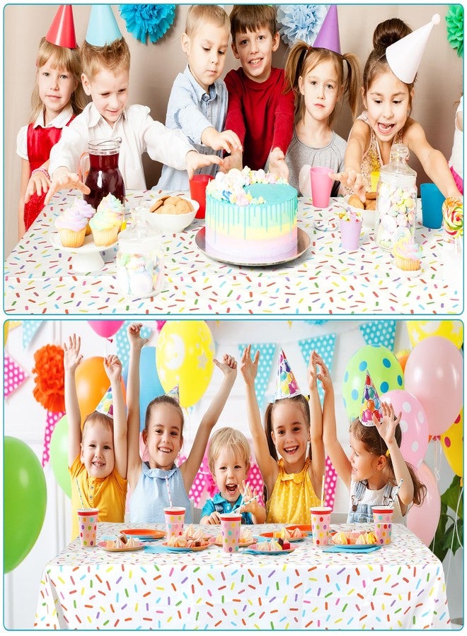 Oudain 3 Pieces Sprinkle Table Cloth Disposable Plastic Confetti Tablecloth 108 x 54 Inches Rectangle Baby Sprinkle Decorations for Girls Boys Birthday Wedding Baby Shower Party Supplies Favor (White) - Image 4
