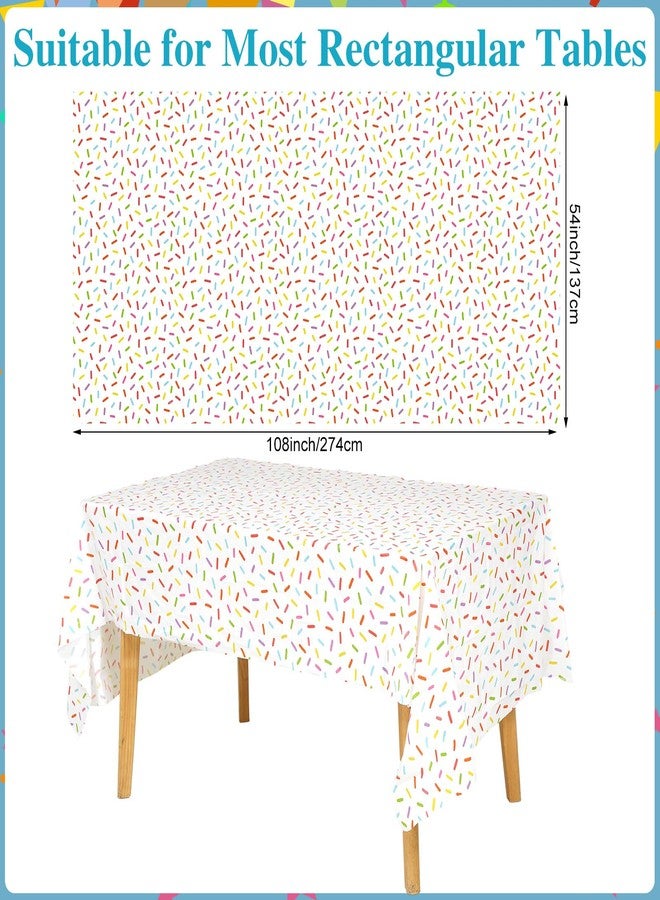 Oudain 3 Pieces Sprinkle Table Cloth Disposable Plastic Confetti Tablecloth 108 x 54 Inches Rectangle Baby Sprinkle Decorations for Girls Boys Birthday Wedding Baby Shower Party Supplies Favor (White) - Image 2