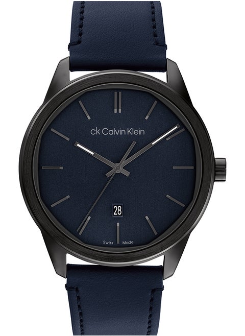 Men's Analog Round Shape Leather Wrist Watch 25000064 - 42 Mm