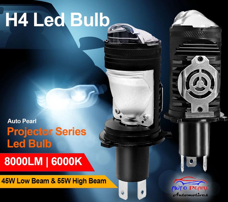 Auto Pearl H4 LED Projector Lens Car Headlight Bulbs 12V 8000LM Bulb H4 CSP Chip High/Low Beam, 45W-55W Canbus Turbo, 6000K White Light compatible with Qualis 1999-2004 (Pack of 2) - Image 5