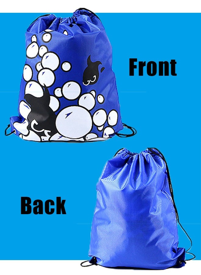 Ocean Oxford Fabric Drawstring Backpack Blue, Waterproof Design, Sports Backpack, Large Capacity Backpack Suitable for Fitness, Swimming, Beach, Camping  - Image 2