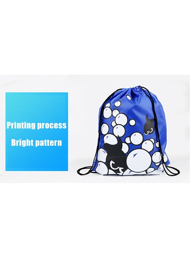 Ocean Oxford Fabric Drawstring Backpack Blue, Waterproof Design, Sports Backpack, Large Capacity Backpack Suitable for Fitness, Swimming, Beach, Camping  - Image 5