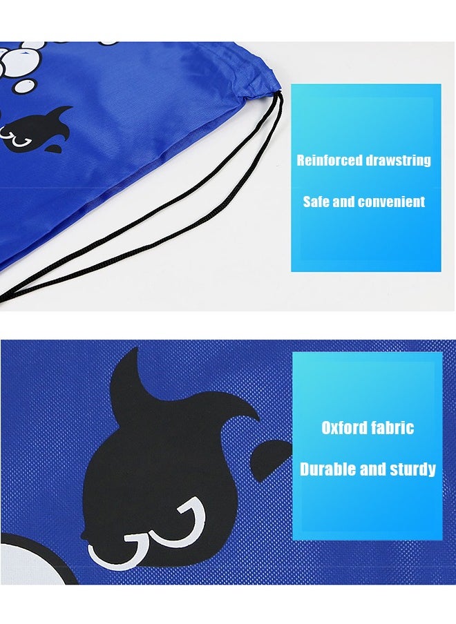 Ocean Oxford Fabric Drawstring Backpack Blue, Waterproof Design, Sports Backpack, Large Capacity Backpack Suitable for Fitness, Swimming, Beach, Camping  - Image 4