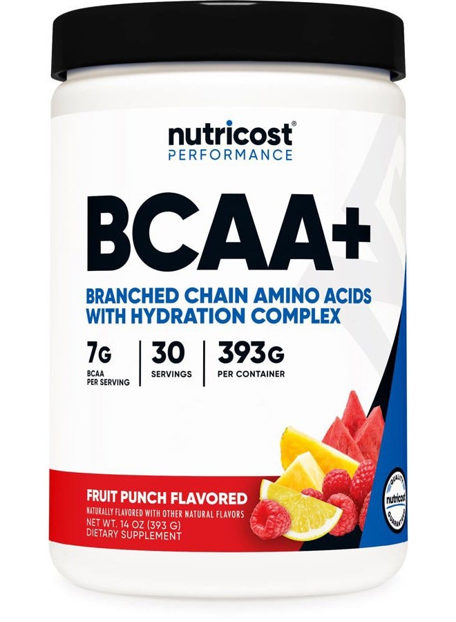 Nutricost BCAA + Hydration Powder (Fruit Punch) 30 Servings - Branched Chain Amino Acids with Hydration Complex - Gluten-Free, Non-GMO - Image 1
