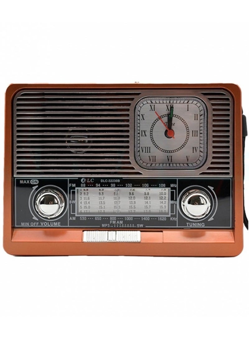 مايكروبلس مسجل راديو قابل لإعادة الشحن مزود بساعة / منفذ AUX / USB / بلوتوث / FM / بطاقة SD 6 واط بني Ps-4524 - Image 2