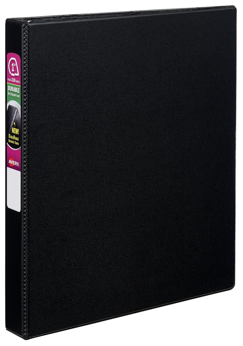 Avery Durable 3 Ring Binder, 1" Slant Rings, 1 Black Binder (27250) - Image 1