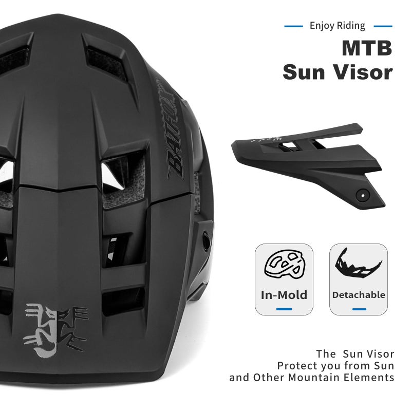 BATFOX Bike Helmet,Mountain Bike Helmet Helmets for Men Women Adults Youth (Black, M(54-57CM)) - Image 4