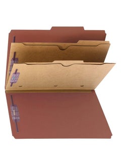 Smead Pressboard Classification File Folder With Safeshield Fasteners 2 Pocket Dividers 2" Expansion Legal Size Red 10 Per Box (19079)  - Image 1