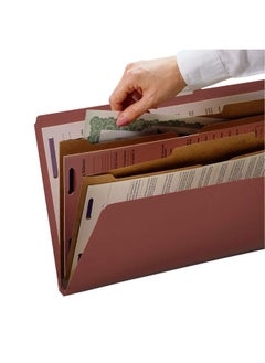 Smead Pressboard Classification File Folder With Safeshield Fasteners 2 Pocket Dividers 2" Expansion Legal Size Red 10 Per Box (19079)  - Image 4