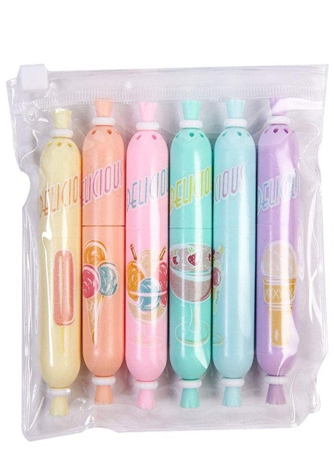 53 Arts 53ARTS Sausage Shape Double Chisel Tip Fine Grip Highlighters pen (pack of 6), Multicolor - Image 1