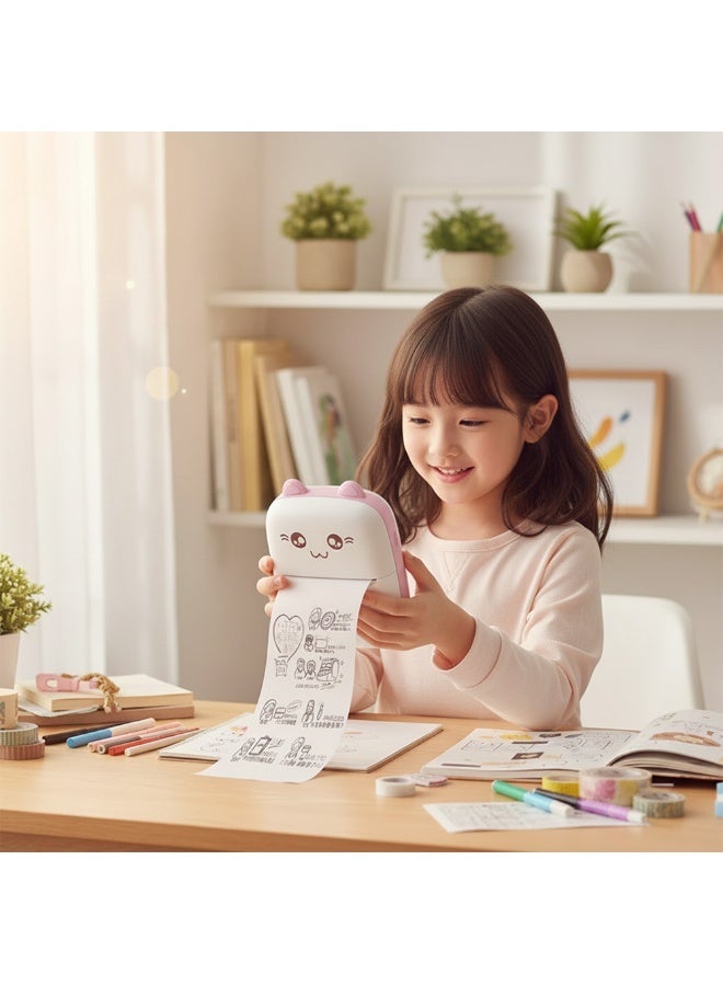 طابعة حرارية صغيرة محمولة بتقنية البلوتوث – طباعة لاسلكية بدون حبر بدقة 200dpi – طابعة ملاحظات وملصقات وQR كود – بطارية 1000 مللي أمبير – تصميم مدمج وسهل الحمل – مناسبة للاستخدام اليومي والعمل والدراسة - Image 2