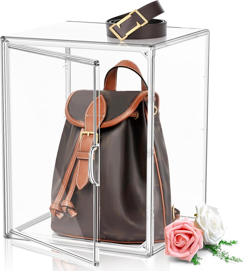 DAYOOH 1 Pcs Super Large Acrylic Display Case Purse Handbag Storage Organizer for Closet Clear Stackable Bag Boot Shoe Boxes with Magnetic Door - Image 1