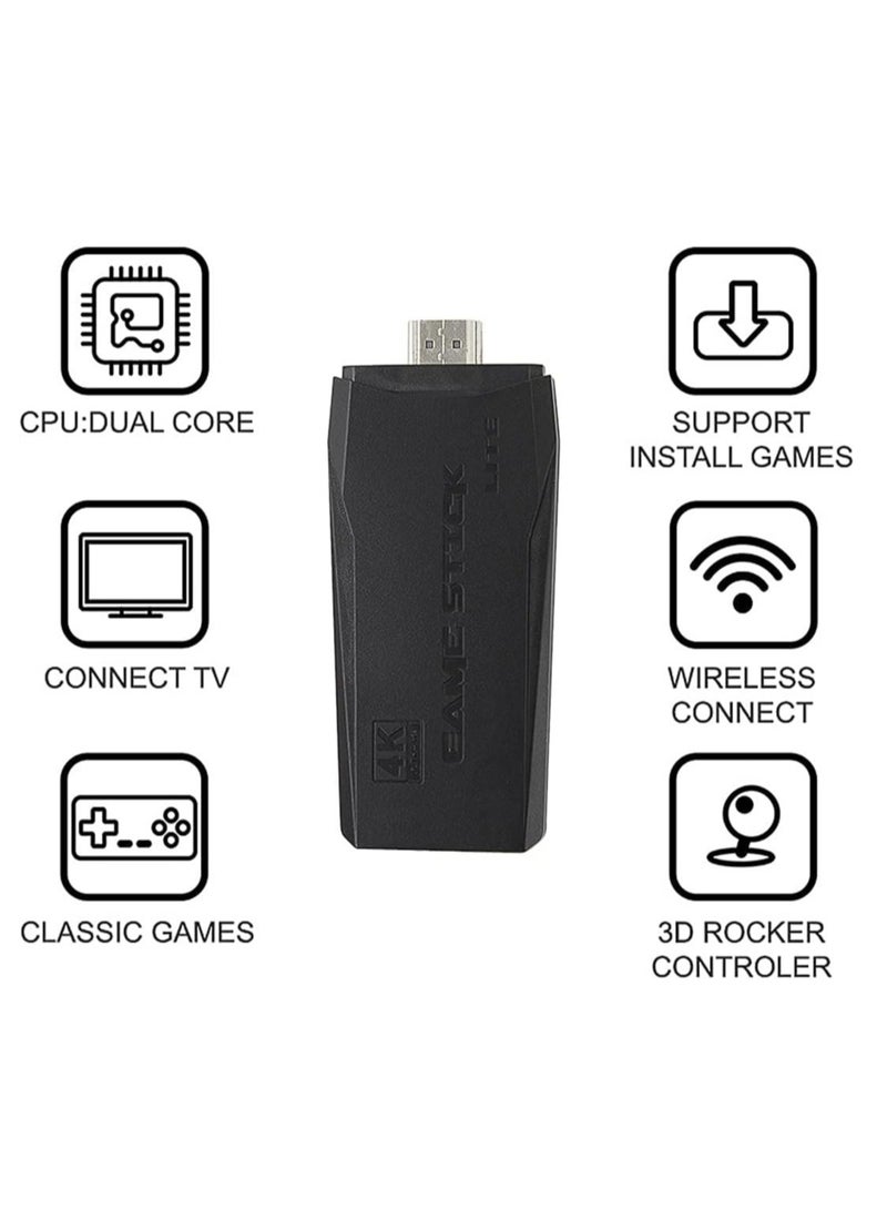 ELTRAZONE Integrated retro 4K game console with dual 2.4G wireless controllers, plug-and-play video game stick, built-in 3,500 games, 9 classic emulators, high-definition HDMI output for TV - Image 4