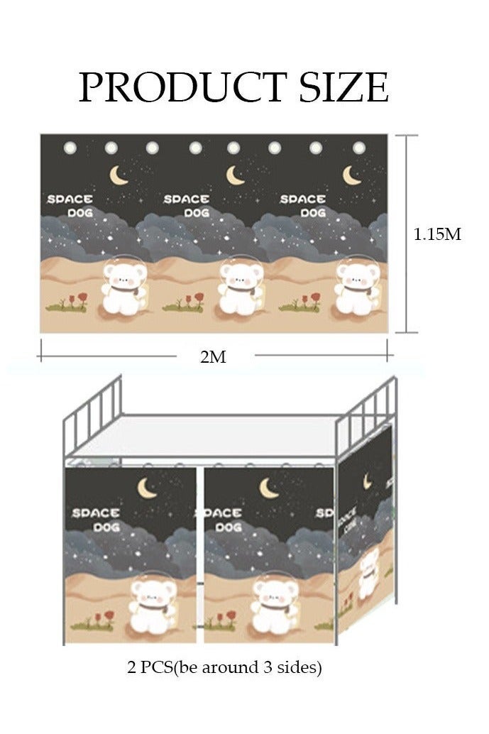 JUNYOUK 2 Pcs Private Bed Curtain At The Bottom Of The Bunk Bed, Breathable And Dustproof Single Bed Blackout Curtain, Dormitory Family Bed Curtain, Can Cover 3 Sides - Image 5