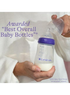 Lansinoh Lansinoh Baby Bottles for Breastfeeding Babies, 240ml, 3 Count, Includes 3 Medium Flow (Size 3M)  - Image 2