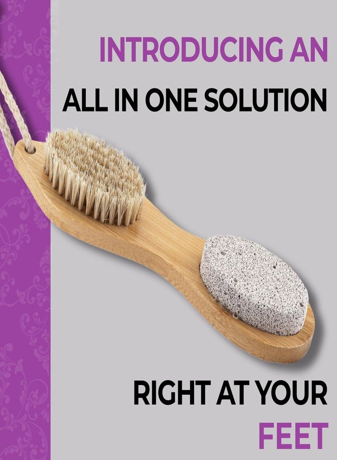 Dermasuri - 4 in 1 Exfoliating Foot Scrub Kit - Multi Purpose Foot Care - Natural Bamboo Pedicure Foot Spa Kit - Pumice Stone Callus Remover - Stainless Steel File, Sand Paper Surface, & Dry Brush - Image 2