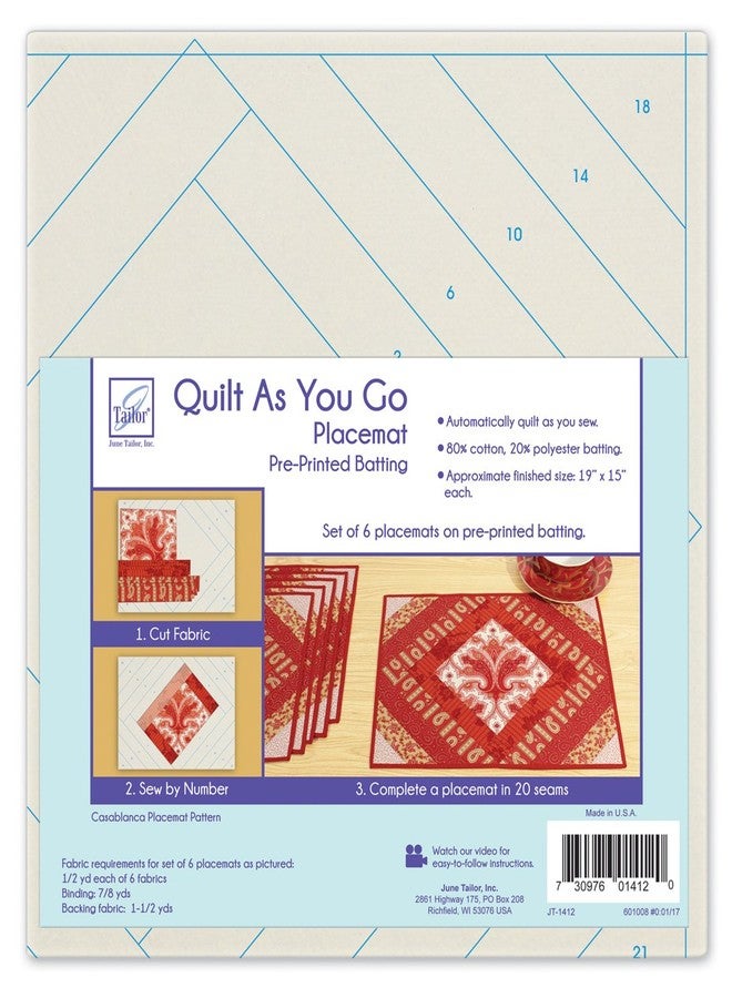 June Tailor Quilt As You Go Placemats Patterns Casablanca, Natural, 6 Pcs - Image 1