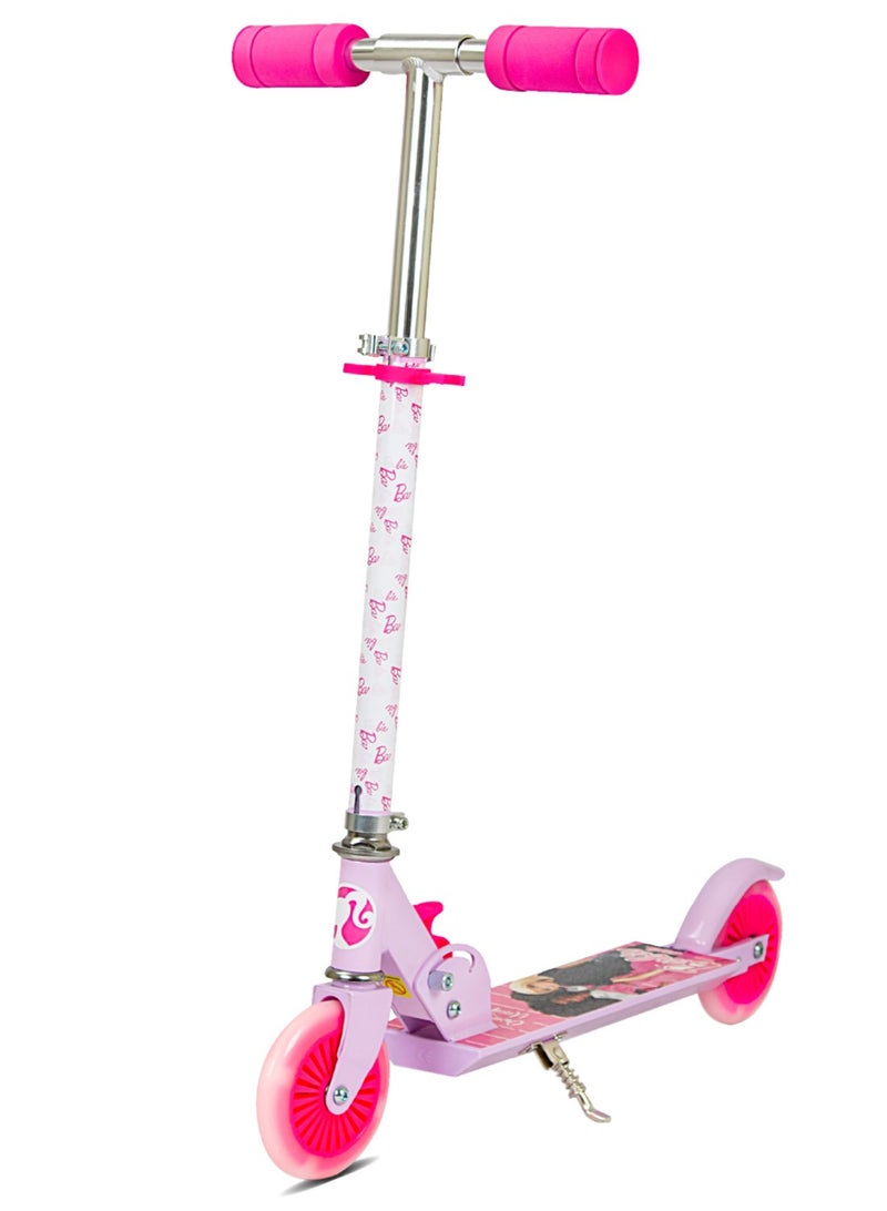 Spartan | Barbie 2-Wheel Kick Scooter for Girls Adjustable Handlebar, Foldable Design, LED Light-Up Wheels, Rear Brake Lightweight Aluminum Frame, Barbie Graphics Pink - SP-7060 | Pink | Ages 5+ - Image 1