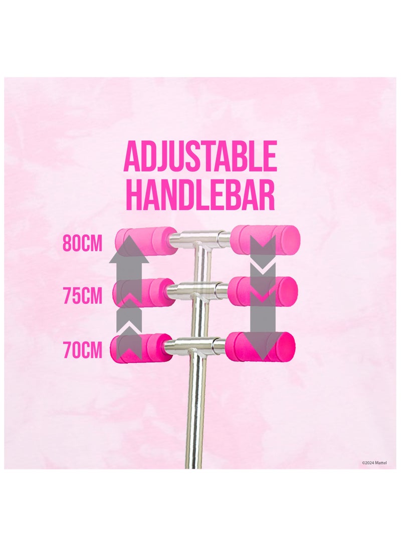 Spartan | Barbie 2-Wheel Kick Scooter for Girls Adjustable Handlebar, Foldable Design, LED Light-Up Wheels, Rear Brake Lightweight Aluminum Frame, Barbie Graphics Pink - SP-7060 | Pink | Ages 5+ - Image 5