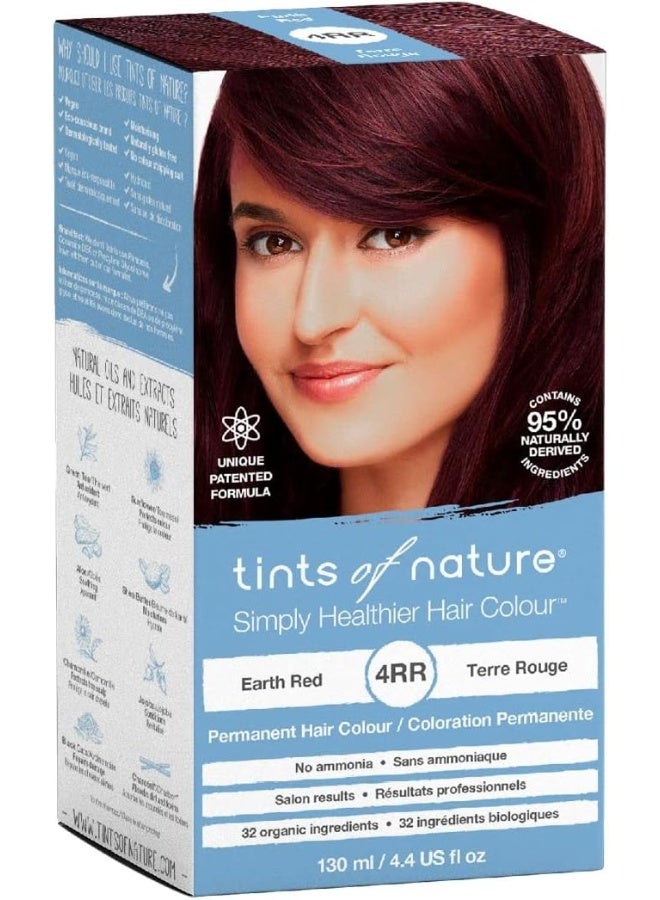 tints of nature صبغة شعر دائمة 4RR أحمر أرضي من تينتس أوف ناتشر، تغذي الشعر وتغطي الشيب، خالية من الأمونيا، 4.4 أونصة سائلة - Image 2