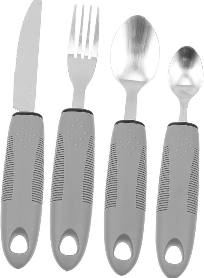 Stainless Steel Adaptive Utensils Set with TPR Grip for Elderly Anti Slip Forks Spoons Knives - Image 1