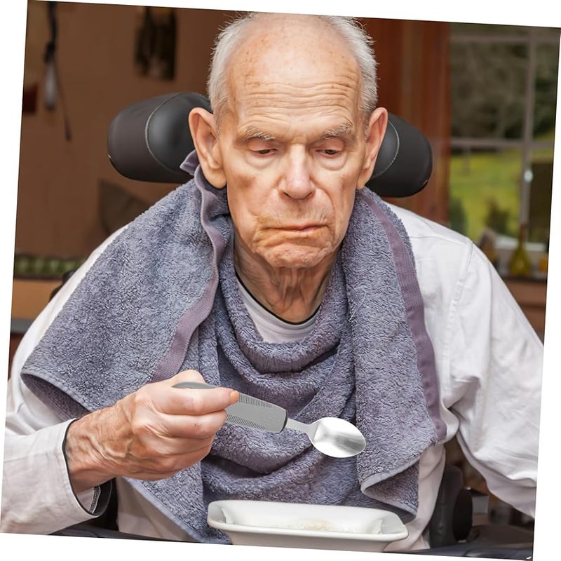 Stainless Steel Adaptive Utensils Set with TPR Grip for Elderly Anti Slip Forks Spoons Knives - Image 4